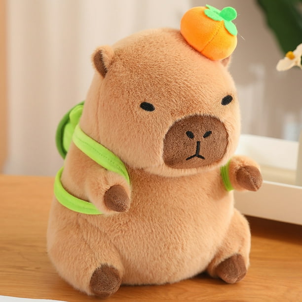 Bonita mochila de tortuga Capybara Snotty con moco Nasal estirable, simulación de animales, decoración de cabeza de fruta esponjosa, regalo de pan