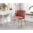 thumbnail image 4 of Guyou Velvet Dining Chair Set of 2, Modern Upholstered Side Chairs Accent Chair with Back and Metal Legs for Dining Room Living Room Bedroom, Pink, 4 of 13