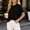 Black, variant on Womens Short Sleeve Sweaters Tops Summer Casual Ruffled Hem Knit Pullover Cute Solid Color Crochet Blouses White