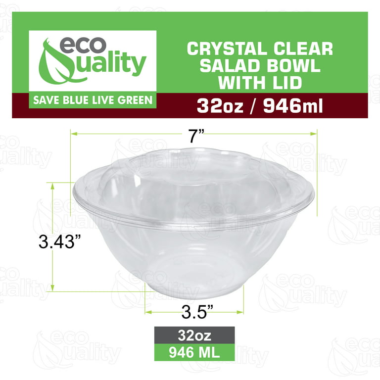 Comfy Package [50 Sets - 32 oz.] Clear Plastic Salad Bowls To Go With  Airtight Lids