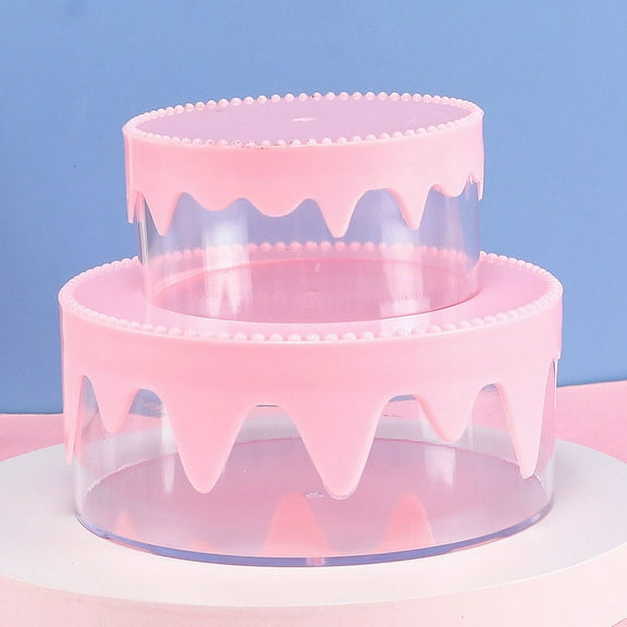 Masteelf Pink Creative Cake Shaped Plastic Storage Box for Girls Hair Accessories and Home Use 2tier Design