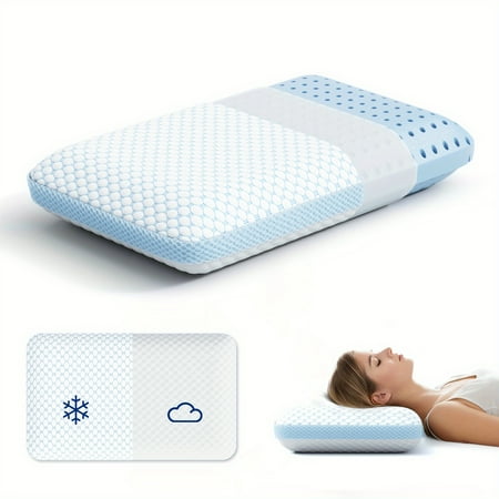 1pc Cooling & Breathable Cervical Pillow | Dual-Sided Washable Cover, Hypoallergenic | Ergonomic Support for Side/Back/Stomach Sleepers | Hexagonal Pattern, Contemporary Design