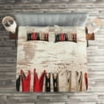 thumbnail image 2 of Ambesonne American Quilted Coverlet 3 Pcs, Rustic Wild West Boots, Queen Size, Beige Red Black, 2 of 2