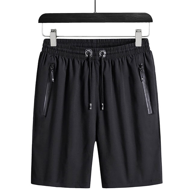 AherBiu Plus Size Shorts Men Drawstring Stretch Waist Relaxed Fitted Shorts with Zipper Pockets Outdoor Beach Athletic Shorts