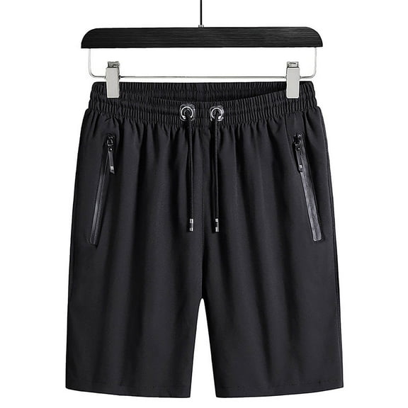 VSSSJ Men's Running Shorts With Zipper Pockets Casual Drawstring Elastic Waist Jogger Shorts Breathable Comfy Loose Workout Athletic Gym Shorts Black XXXXXXXL