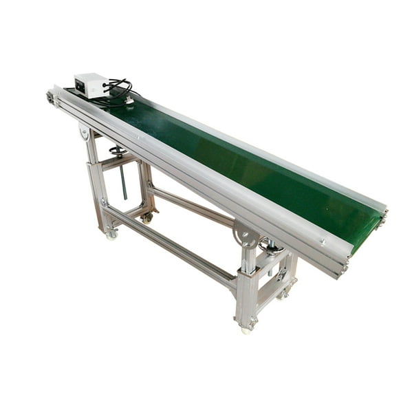 PreAsion PVC Belt Conveyor Machine Electric Conveyor Platform PVC Flat Conveyor Belt Systems 110V 70.8"*11.8" Green