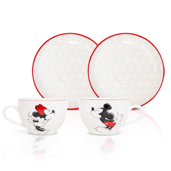 Set de taza de té y platillo Disney Mickey y Minnie Bone China
