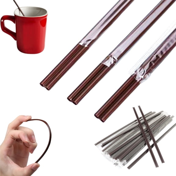 Disposable Plastic Drinking Straws,50Pack of Portable Drink Stirrer Sticks,QZS Versatile 2-hole Stirring Sticks for Indoor and Outdoor(Individually Packaged)