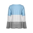 thumbnail image 3 of Gvmfive Women's Contrast Color Stitching Long Sleeve Blouses Round Neck Buttons Hem Casual Tops, 3 of 5