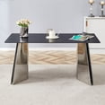 thumbnail image 3 of 63"x31.5x30" Black Marble-Patterned Slab Dining Table with Stainless Steel Butterfly Legs.The tabletop is designed to be scratch and heat resistant.Slabs Tabletop,Stainless Steels Legs.W1151S01897, 3 of 8