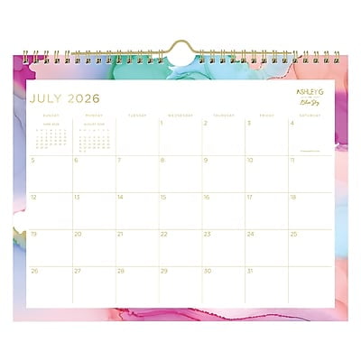 2026-2027 Blue Sky Wirebound Smoke 8.75" x 11" Academic Monthly Wall Calendar, Assorted Colors (150160-A27)