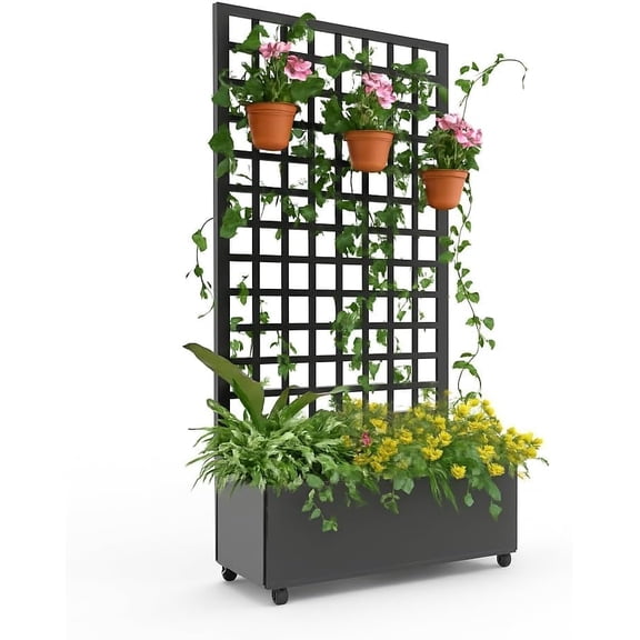 QinaQin Garden Wheelbarrow Cart,Utility with Four Wheels,Built-in Stand for Yard,Garden,Blue