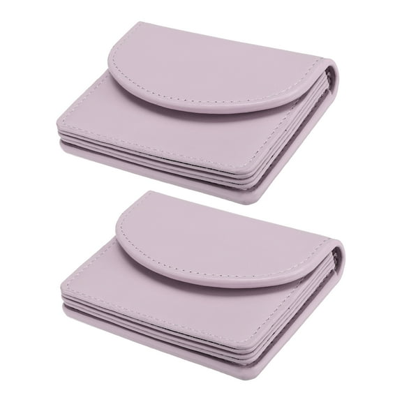 Uxcell PU Leather Business Card Case, 2Pcs Business Name Card Holder Wallet, Purple