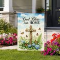 thumbnail image 2 of SPXUBZ Religious Welcome Garden Flag 12x18 Inch, Cross Floral Linen Yard Flag with Butterfly Design, Outdoor Decorative Flag for Garden Lawn Porch Home Decoration, 2 of 5