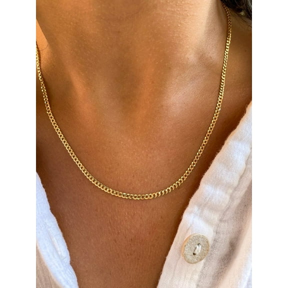 RM Genuine 10K Gold Cuban Curb Chain, Man Gold Chain, Ladies Gold Chain, Gold Curb Chain 3MM 22''