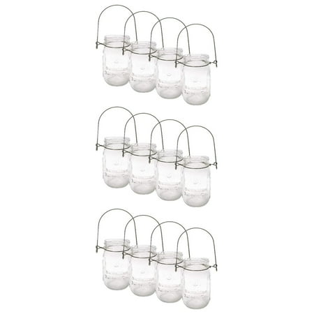 Pint Sized Glass Mason Jars with Hanger Handles Set of 12