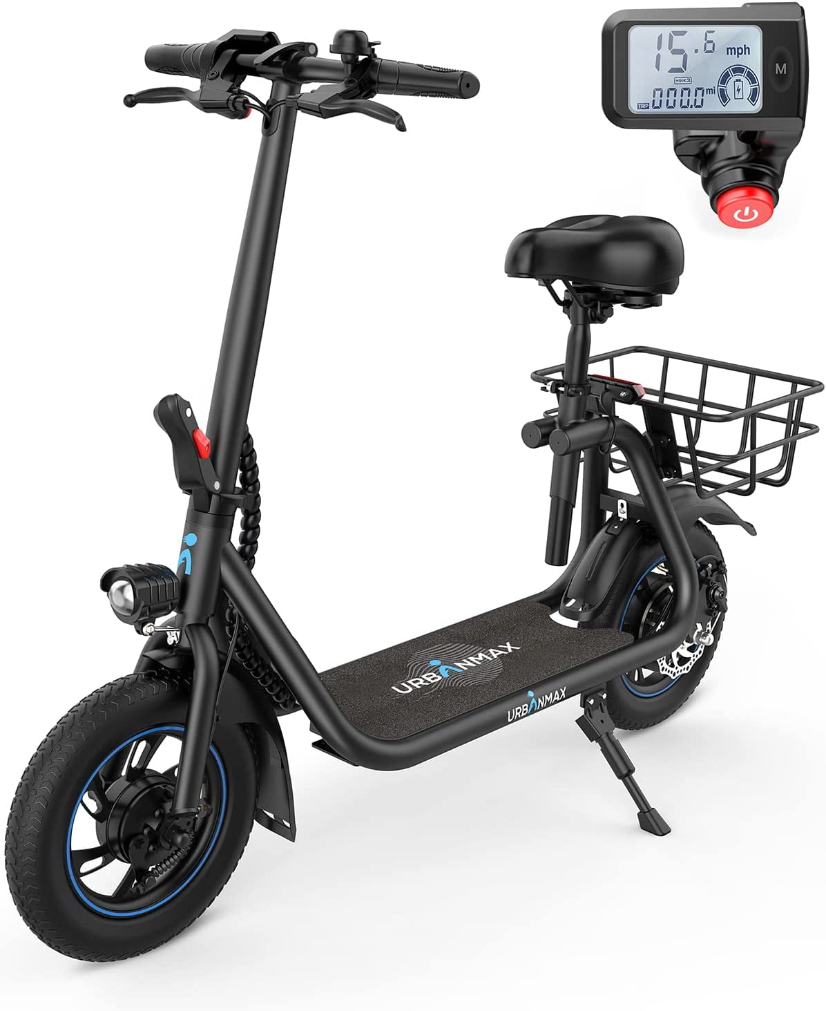 URBANMAX Electric Scooter with Seat, 450W Powerful Motor up to 22 Miles Range, Folding Electric Scooter for Adult Max Speed 15.5Mph, Scooter for with Basket Walmart.com