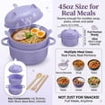 thumbnail image 3 of Ramen Noodle Bowl Set with Strainer Lid – Cute Pig Wheat Straw Microwave Safe Container, Includes Spoon, Chopsticks & Fork, for Dorm, Office, Quick Meals, Pasta, Salad, 3 of 7