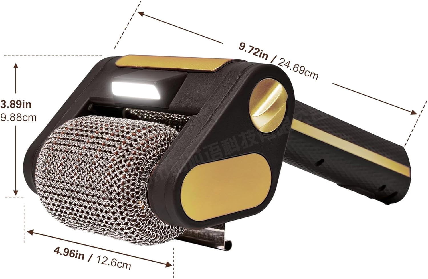 Stainless Steel 304 LED BBQ Roller Brush, Bristle-Free Grill Cleaner with LED Light, Rechargeable 4000mAh Battery