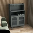 thumbnail image 3 of Gzxs Wine Cabinet with Storage, Standing Buffet Sideboard with Removable Wine Rack and Glass Holder Rack, 2 Glass Doors, Coffee Bar Station for Living Room, Gray, 3 of 7