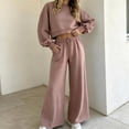 thumbnail image 2 of Women's Vintage Polka Dot 2 Piece Outfits Crop Sweatshirt and Loose Fit Wide Leg Flare Pants Y2K Retro Streetwear Casual Tracksuit Set Pink, 2 of 7