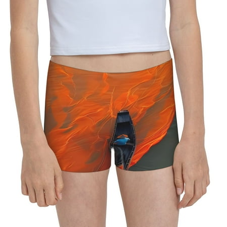 Pofeuu Orange Net Fishing Boat Print Soft Cotton Girls Boyshort panties Toddler Underwear-Large