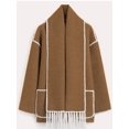 thumbnail image 1 of Abrigo con bufanda para mujer, chaqueta holgada de manga larga con botonadura única, a la moda, cálida, para otoño e invierno, 2023, 1 of 4