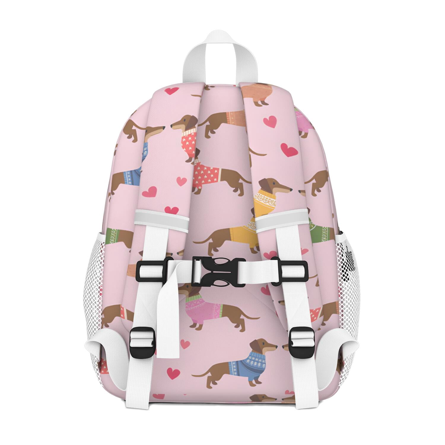 Colorful Funny Dachshund Backpack for School,Cute School Bag,Schoolbag with Adjustable Shoulder Straps & Padded Back,15"x11.42"x5.5"