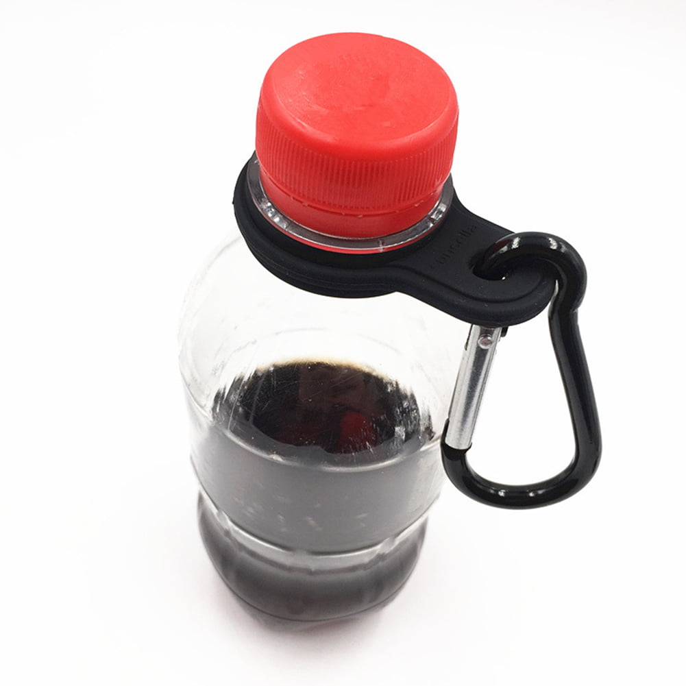 Black Silicone Kettle Buckle Outdoor Camp Water Bottle Holder Carabiner tt 