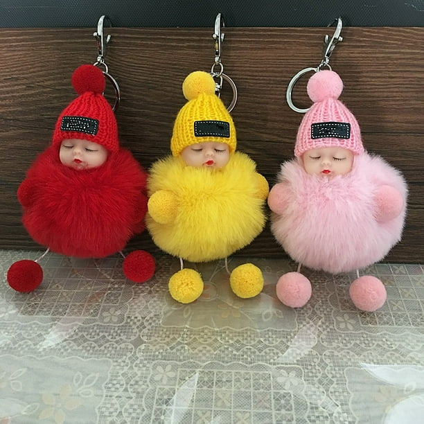 1PCS Cute Cartoon Doll Keychain Fur Ball Plush KeyChain Keyring Women Handbag Car Key Holder Bag Pendant Toys for Kids Gift16 He Qiyong unisex