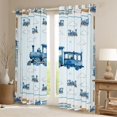 thumbnail image 2 of Castle Fairy Watercolor Train Black Out Curtains for Teens, Stripe Cloud Art Curtains Pack of 2 (42x63 Each) for Bedroom, Light Blue White, 2 of 6