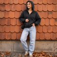 thumbnail image 5 of TQWQT Womens Vintage Washed Zip Up Hoodie Oversized Drop Shoulder Jacket American Casual Kangaroo Pocket Gradient Tie Dye Sweatshirt Loose Fit Long Sleeve Outerwear Streetwear Fashion Tops Black L, 5 of 5