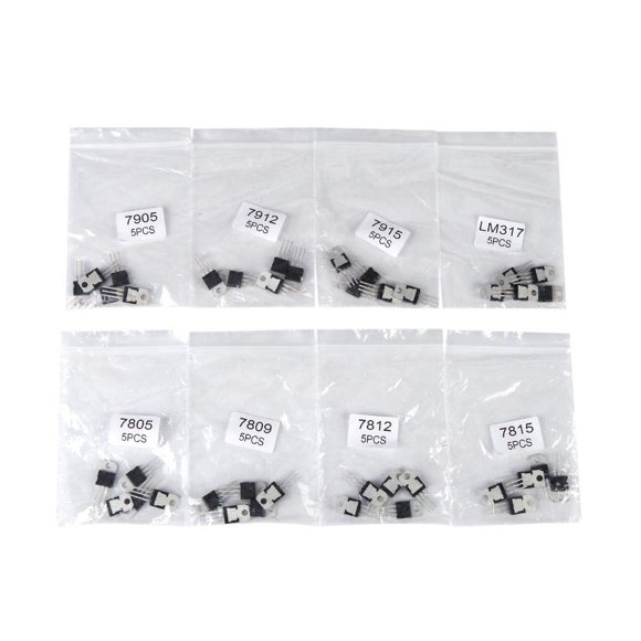 Transistor Kit, 8 Types 7805 7809 7812 7815 7905 7912 7915 LM317 to-220 Transistor Assortment Used for Amplify Signal Contactless Switch 40pcs