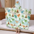 thumbnail image 5 of LightBlue Cartoon Dinosaurs Volcanoes Palms Patter Hooded Bath Towel，60"x35" for Ages 3 To 12 Kids, Quick Dry Lightweight Soft Microfiber Hood Beach Towel Cover Up for Kids, 5 of 7