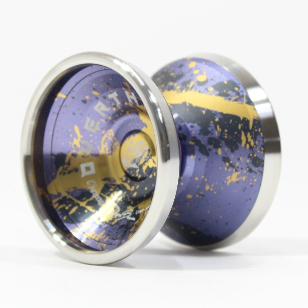 C3yoyodesign Overthinker Yo-Yo - Bi-Metal - Zhou Bowen Signature YoYo (Purple Gold Splash with Silver Rings)