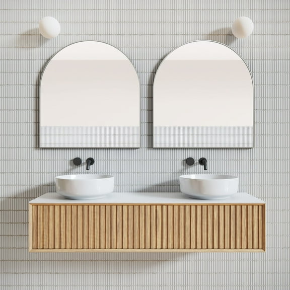 Glass Warehouse Sf-Arc-30X32 Kira 30" W X 32" H Contemporary Arched Framed Bathroom Wall