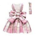 thumbnail image 1 of Plaid Dog Dress Bow Tie Harness Leash Set for Small Dogs Cats Girl Cute Princess Dog Dresses Spring Summer Puppy Bunny Rabbit Clothes Chihuahua Yorkies Pet Outfits, 1 of 8