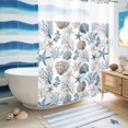 thumbnail image 5 of No Hook Shower Curtain, Coastal Seashells Shower Curtains for Bathroom with See Through Top Window, Nautical Beach Ocean Creatures Leaves Waterproof & Washable Bath Curtain Extra Long 72"x96", 5 of 9