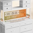 thumbnail image 6 of EnHomee 62.8"H White Dressers for Bedroom with Open Shelves 14 Drawers Fabric Dresser with LED Lights and Charging Station,Chests of Drawers., 6 of 8