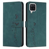Mantto Wallet Case For Samsung A42 Case 5G, Magnetic Closure Heart Patterned Embossed PU Leather Kickstand Credit Card Holder Slots Wrist Strap Flip Folio Cover for Samsung Galaxy A42 5G, Green