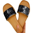 thumbnail image 2 of Pantuflas planas con punta cuadrada y punta abierta a cuadros con purpurina para mujer Wmkox8yii ytu10498, 2 of 4