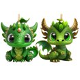 thumbnail image 1 of 2 Piezas Acrílico Lindo Dragón Verde 2D Dinosaurio Plano Navidad Del Coche Cgtredaw, 1 of 9