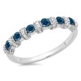 thumbnail image 1 of 0.55 Carat (ctw) 18K White Gold Round Blue & White Diamond Ladies Bridal Stackable Wedding Band Anniversary Ring 1/2 CT, 1 of 1