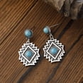 thumbnail image 3 of Nvzi Pendientes colgantes de estilo retro, nuevos y únicos, joyería étnica bohemia vintage (azul), 3 of 5