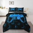 thumbnail image 2 of Erosebridal Teen Gamer Gaming Bedding Sets King with Comforter, Black and Blue, Lightweight, 3pcs, 2 of 6