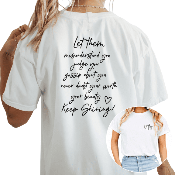 Cozymy Women's Keep Shining Positive Quote Double Sided Graphic Short Sleeve Crew Neck T-Shirt Tees Tops
