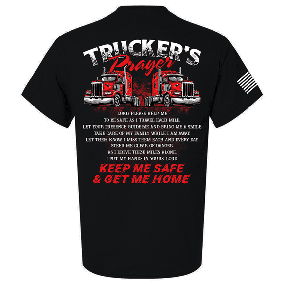 Trenz Shirt Company Mens Graphic T-Shirt - Trucker's Payer, Keep Me Safe & Get Me Home Design-Black-5xl
