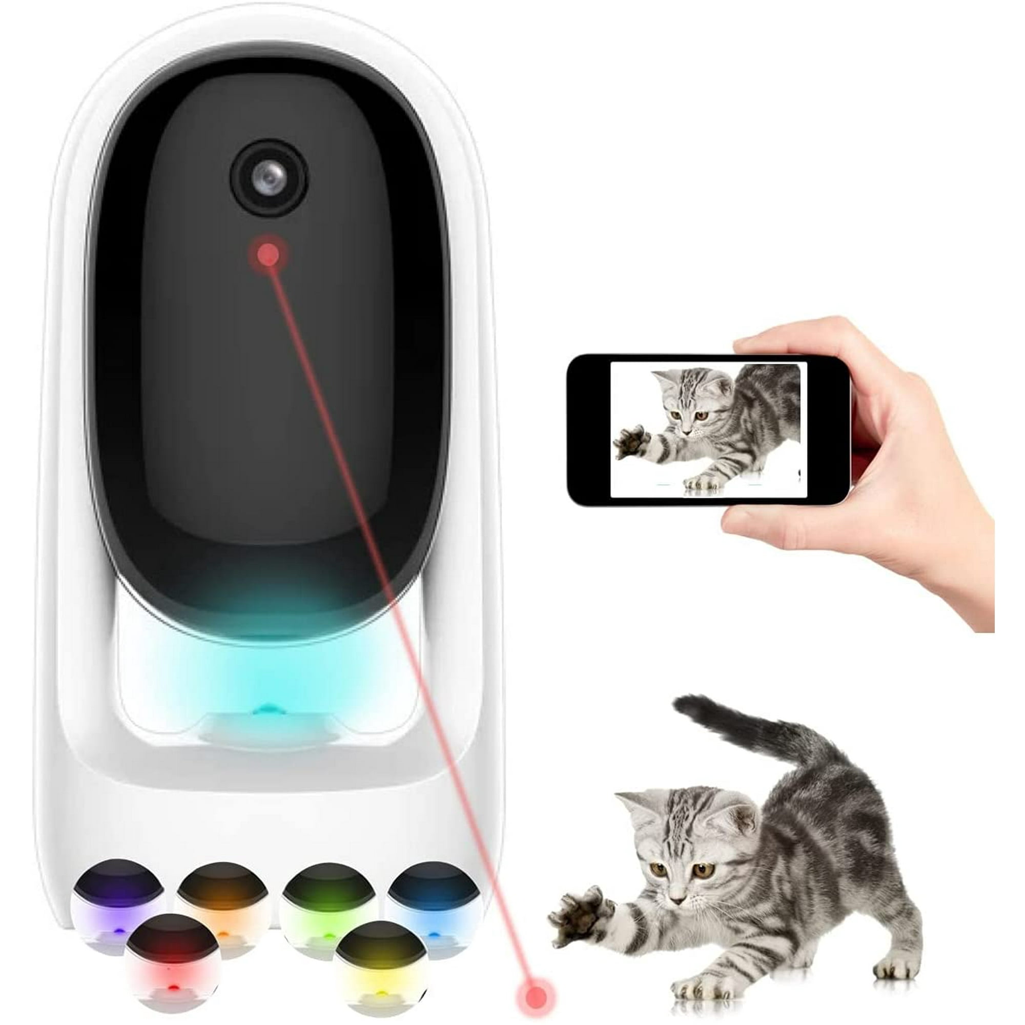 Smart Laser Funny Camera for Dog/Cat, Voice Interaction ,7 Colorful Lights  Camera Treat Laser Toy,1080p pet Monitor ,Night Vision and 2 Way Audio |  Walmart Canada