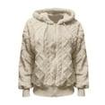 thumbnail image 4 of Women's Double Faced Fleece Jacket, Solid Color Zip Up Hoodie, Oversized Casual Coat, Winter Fall Outerwear, Fleece Lined Hooded Jacket, Warm Loungewear, Everyday Wear Beige L, 4 of 4