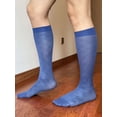 thumbnail image 5 of Spencer Mens Silk Work Socks 2 Pack, Breathable Ultra Thin Nylon Dress Socks Over the Calf for Causal Business, Blue, 5 of 9